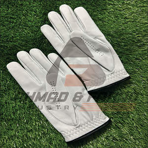 Ahmad & Fahad Gant de golf en cuir véritable respirant de couleur blanche dans les tailles SML et XL avec passepoil noir Livraison dans le monde entier - Product Image 5