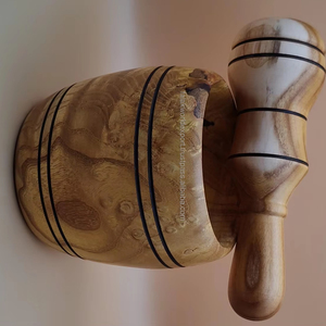 Mortero y Maja de Madera de Mango Vintage Hechos a Mano para Cocina, Diseño Elegante, Clásico, Único, Moderno, con Logotipo Personalizado - Product Image 1