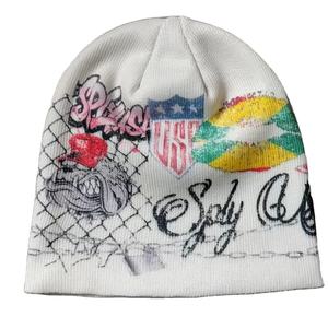 Bonnets d'hiver tricotés en gros Bonnet unisexe imprimé par sublimation sans manchettes Bonnet crâne Bonnet personnalisé - Product Image 4