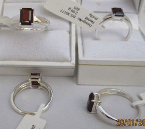 Princess Cut Geometric Gemstone Rings Rhodium Plated Sterling Silver with Invisible Setting Zircon <b>Stones</b> - Product Image 1