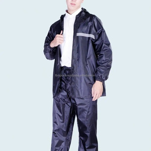 Traje de lluvia de algodón 100% impermeable de doble capa sólido con estampado personalizado con tiras reflectantes chaqueta a prueba de viento con capucha pantalones OEM/ODM - Product Image 2