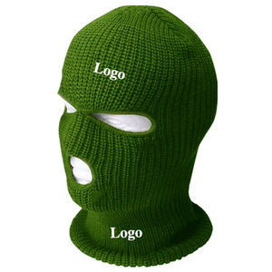 Fabrication de masque facial d'hiver chaud, masque de ski en tricot, logo personnalisé, balaclava à 3 trous, livraison DDP - Product Image 2