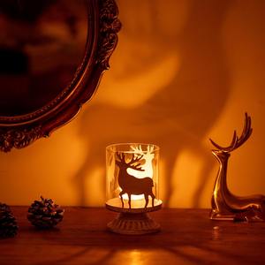 Bougeoirs en verre de renne en bois décoration de noël élégante pour la maison salon de table ou pièce maîtresse de vacances - Product Image 3