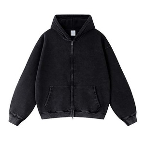 Sudaderas con capucha para hombre con logotipo personalizado Vintage Acid Stone Wash, ropa de calle de gran tamaño, sudaderas de lana, sudaderas básicas de fabricación para hombre - Product Image 2