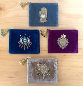 กระเป๋าใส่เหรียญผ้าไหมปักลายแชมเปญใหม่ ปรับแต่งได้ พิมพ์ลายสกรีน ทำมือ ปิดซิป ผ้าฝ้าย ของขวัญสุดอินเทรนด์สำหรับเธอ - Product Image 2