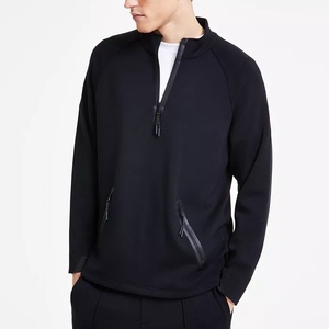 Services ODM et OEM de haute qualité pour hommes quart de fermeture éclair col montant poche zippée sweatshirts personnalisés unis - Product Image 1
