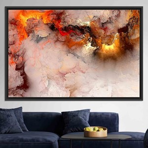 Arte de pared en lienzo impreso: decoración colorida moderna y abstracta con diseño de nubes, lienzo con marco negro - Product Image 1