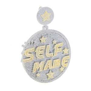 จี้รูปดาว “SELF MADE” ประดับเพชรโมอิสซาไนต์ เงินแท้ 925 ดีไซน์หรูหรา สไตล์ฮิปฮอป สำหรับผู้ชาย - Product Image 1