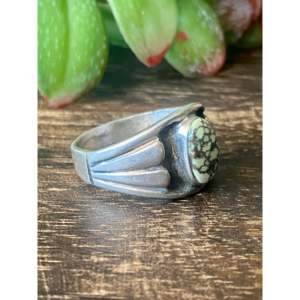 Navajo-<b>Crafted</b> Cultural Collectible Ring Turquoise & Sterling Silver Inlay Size 11.5 - Product Image 3