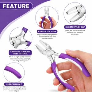 Pince à bec plat en nylon pour la fabrication de bijoux, outil anti-rayures, pince à bec souple pour l'enroulement de fil, poignée violette - Product Image 4