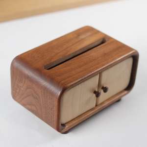 Luxury Walnut Tissue <b>Box</b> | Wooden <b>Paper</b> Holder for Bathroom & Living Room | Modern Desktop <b>Storage</b> Case | Home Decor Organiser - Product Image 2