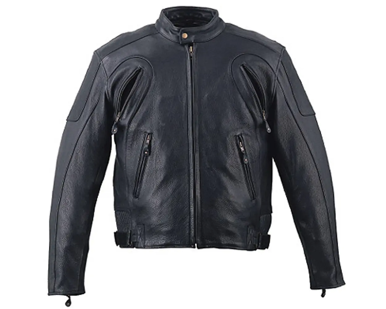 HMB-0521A jaket kulit pria, mantel pengendara sepeda motor ventilasi