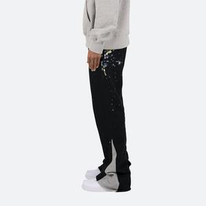 ขายร้อนแฟชั่นโลโก้ที่กําหนดเองพัฟพิมพ์ผ้าฝ้ายผู้ชายกางเกงกางเกงStreetwear Hip Hopผ้าฝ้ายดิบHem Flared Sweatpants - Product Image 4