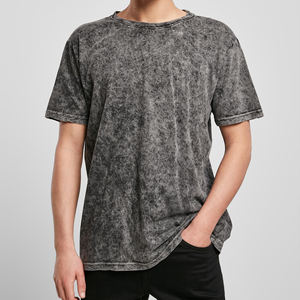 OEM Retro 100% algodón de peso pesado de los hombres de gran tamaño de la camiseta ácido lavado Vintage logotipo personalizado DTG Impresión de talla grande de BD - Product Image 5