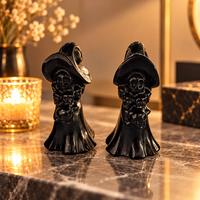 Statuette de Sorcier en Obsidienne, Sculpture en Cristal, Pierre Précieuse Noire, Figurine Fantastique pour Décoration de Bureau, Collection et Cadeau