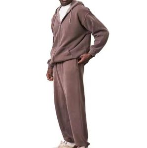 Survêtements Flare surdimensionnés imprimés à capuche en denim délavé pour hommes en gros, de haute qualité - Product Image 4