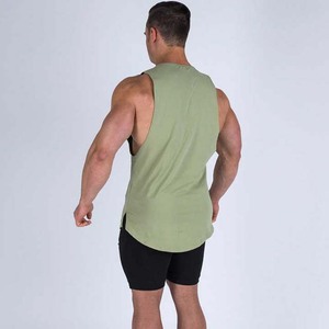 Camiseta sin Mangas para Hombre, Color Verde Oliva, Cuello Redondo, Tejido de Punto, Color Sólido, Transpirable, Estilo Casual, 100% Poliéster - Product Image 2