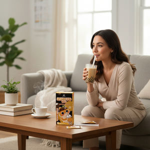 Kit de préparation instantanée de Bubble Tea avec saveurs Matcha au sucre roux et saveurs originales, billes de tapioca, emballage en boîte 240g - Product Image 1