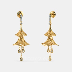 Boucles d'oreilles en diamant de laboratoire Rumi Dangle Luxury Gold Rhodium Plated IGI Certified Stonewels Casual/Sporty Jewelry for Women - Product Image 1
