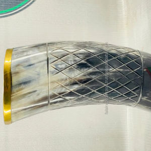 Vaso de cuerno de lujo hecho de búfalo natural y vasos de chupito de cuerno de buey con base de madera auténticas tazas de cerveza de cuerno vikingo medieval FWE - Product Image 2