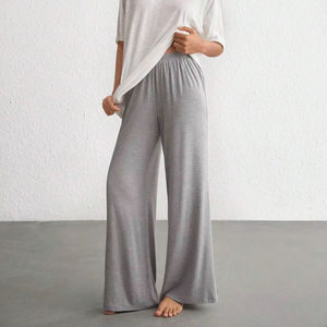 Conjunto de pijama modal personalizado de 2 piezas para mujer, Tops cortos y pantalones largos de bambú acogedores, ropa de descanso Sexy ajustada de alta elasticidad para verano y otoño - Product Image 3