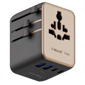 Adaptador de Viaje MOMAX UA22 70W GaN con Carga Rápida, Color Dorado Desierto - Product Image 2