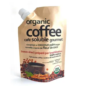 中国制造商定制印刷咖啡包装直立袋喷口牛皮纸咖啡袋热咖啡塑料袋