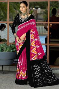 Sarees de Algodón Estampados de Diseño, Tela Ligera y Transpirable, Estampados Artísticos Modernos para Verano, Invierno, Uso Casual y de Fiesta, de Secado Rápido - Product Image 2