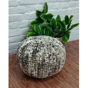 COTON TEINT COULEUR TISSU DE COTON FAIT À LA MAIN POUF TRICOTÉ OTTOMAN POUR SALON TABOURET ET OTTOMANS STYLE EUROPÉEN ET AMÉRICAIN - Product Image 4