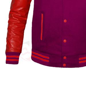 Veste universitaire en laine bordeaux pour hommes à coupe ajustée à la mode avec manches en cuir rouge Veste universitaire Letterman School-Coach - Product Image 3