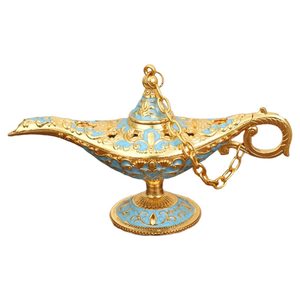 Lámpara clásica de Aladino Genie Light Arabian Craft Metal Halloween Home Decor Gold Blue 1 Piece Genie Lamp - Product Image 2