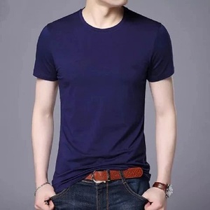 Camiseta informal de verano para hombre con diseño de logotipo personalizado OEM, 100% algodón, seda helada suelta, manga corta, talla grande, patrón sólido - Product Image 4
