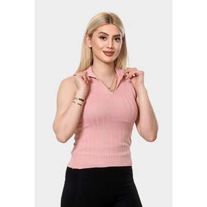 Cizgili Yumshak Dokulu débardeurs pour femmes confortables hauts en tricot respirant motif rayé décontracté Kolsuz V Kesim 100% Polyester - Product Image 2