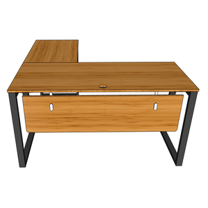 BFTB2008 TrapezBamboo II L-Shaped <b>Desk</b> 140x140cm <b>Simple</b> Design Style Foldable Portable with Assembled Iron Legs Drawer Storage - Product Image 6