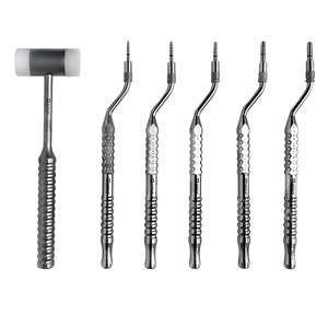 Ostéotome de levage de sinus dentaire de haute qualité ensemble de 5 pièces concaves avec maillet et plateau en maille Source d'alimentation électrique par Surgiright - Product Image 1