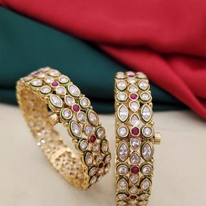 กำไลทองประดับด้วยหินสุดอินเทรนด์ดูดีมีสไตล์สองชุดสำหรับสวมใส่ในงานแต่งงาน - Product Image 1