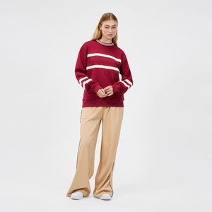 Sustainable <b>Burgundy</b> Women's <b>Hoodie</b> with Ribbed Cuffs and Hem Workout Sweatshirt for Women - Product Image 6