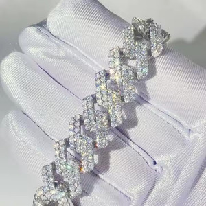 925 Sterling Silver Moissanite Diamond Sharp <b>Cuban</b> <b>Link</b> <b>Bracelet</b> Hip Hop Jewelry for <b>Men</b> and Women - Product Image 2