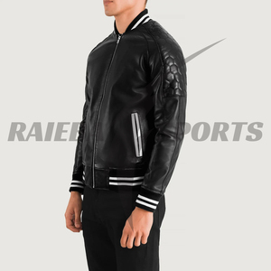 Gran oferta, abrigo de bombardero de calidad superior personalizado para hombre, chaqueta universitaria de cuero de seda de lana, chaqueta de béisbol universitaria de tendencia con soporte - Product Image 3