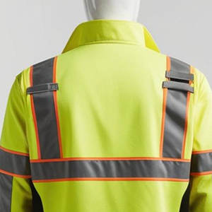 Chaqueta de seguridad de lona de alta visibilidad 100% de alta calidad para hombres, ropa de construcción a prueba de viento de invierno, chaquetas reflectantes con cuello levantado para hombre - Product Image 6