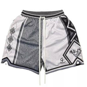 Short de basket-ball imprimé avec logo sur mesure avec 100% polyester nouveau short de basket-ball respirant de couleur unie pour hommes - Product Image 4