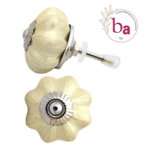 American Modern Neon Yellow Gold Ceramic Melon Knobs Cabinet Drawer Door Handle Tirettes for Kitchen Dressing Bedroom for Bathroom - Product Image 1