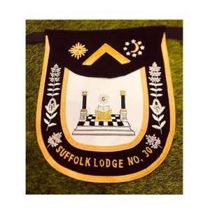 Masonic Royal Arch Capítulo Principios (Sumo Sacerdote) Delantal Hecho a mano Cuero genuino Bordado Técnicas Lentejuelas Coser - Product Image 5