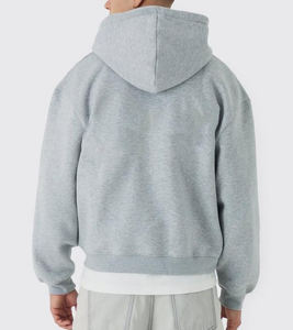 Sweat à capuche en coton éponge français personnalisable pour hommes 400 Gsm surdimensionné Boxy Fit Zip haute qualité Streetwear hiver - Product Image 4