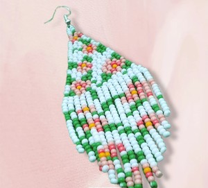 Pendientes de Flores de Calidad Premium, Pendientes con Cuentas, Pendientes Florales con Cuentas, Pendientes con Flecos, Pendientes Largos con Flecos - Product Image 1