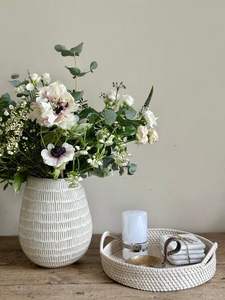 Eco-Friendly Vietnamese Round Shape Handwoven Rattan Tray Carrying Handles Elegant Food Presentation Organizer for Small Items - Product Image 3