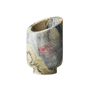 Florero de mármol natural puro 100% de diseño de lujo moderno de nueva llegada para la decoración del hogar a precio mayorista - Product Image 6