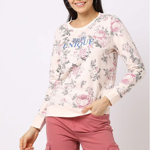 OEM Vente en gros Logo personnalisé col entonnoir 100% coton devant à manches longues pull haut sweat-shirt pour les femmes - Product Image 1