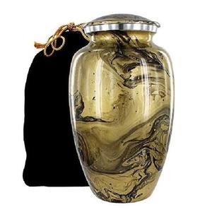 Urna de cremación de aluminio personalizada más vendida, obra de arte dorada hecha a mano para una comodidad óptima, pintada a mano para almacenamiento de cenizas - Product Image 1