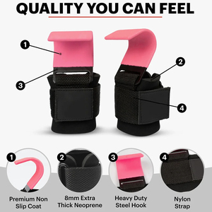 Crochets de musculation robustes, sangles de poignet pour la musculation, support de préhension pour soulevés de terre, tractions, shrugs, crochets de musculation - Product Image 4